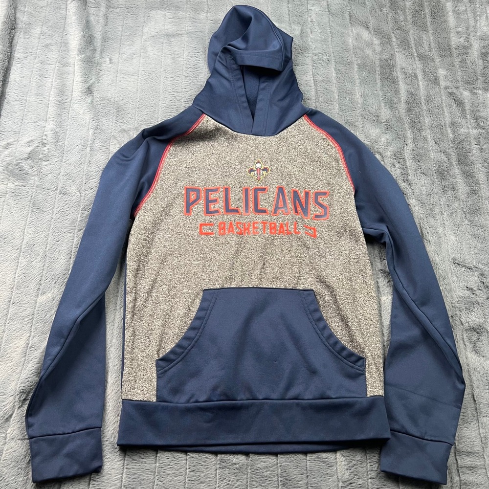 Fanatics New Orleans Pelicans Mens Small Blue Gray Basketball Hoodie Pullover